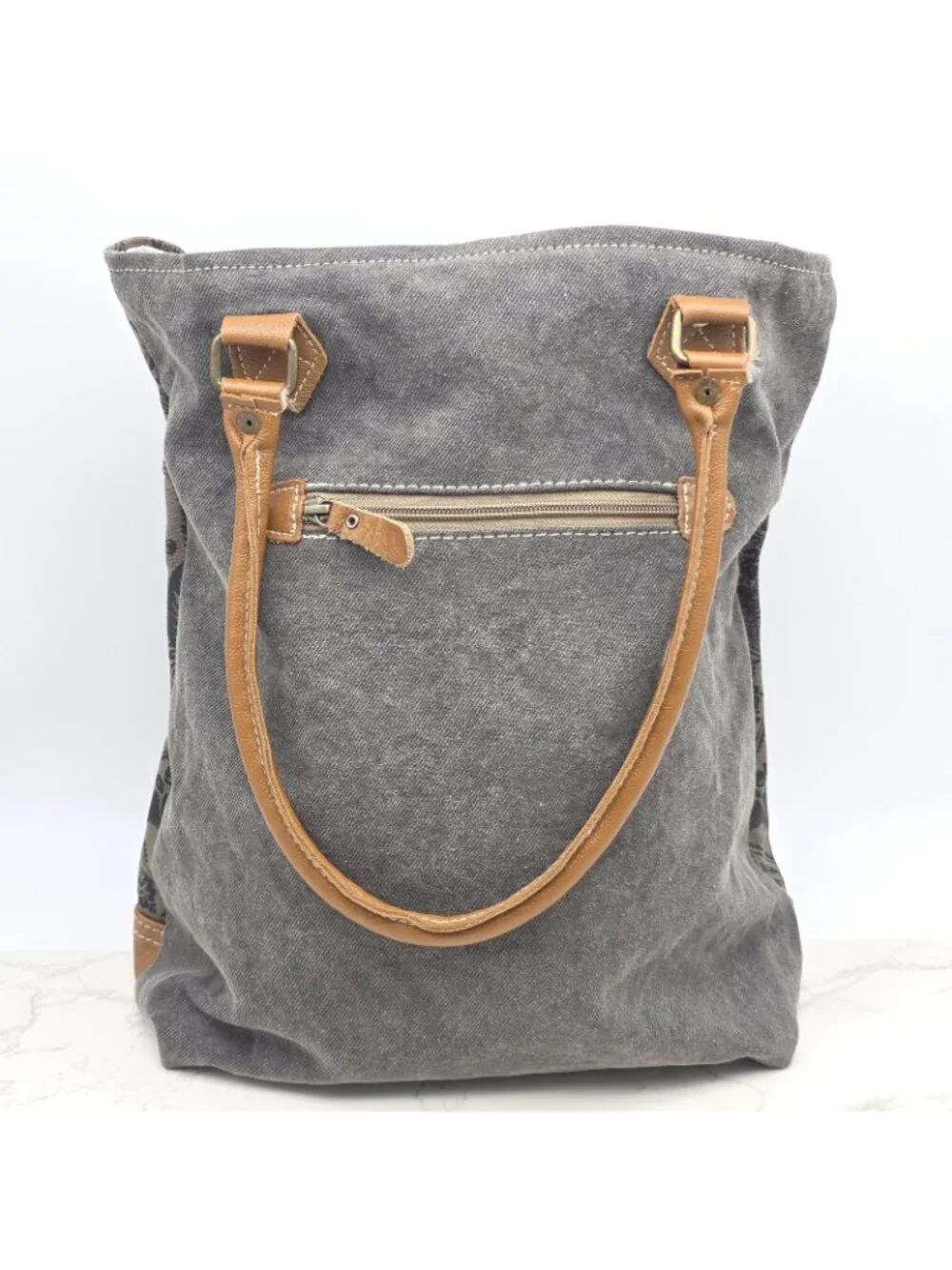 Myra Bag Tote Handbag Womens Brown Canvas Cowhide Leather Floral Western Boho